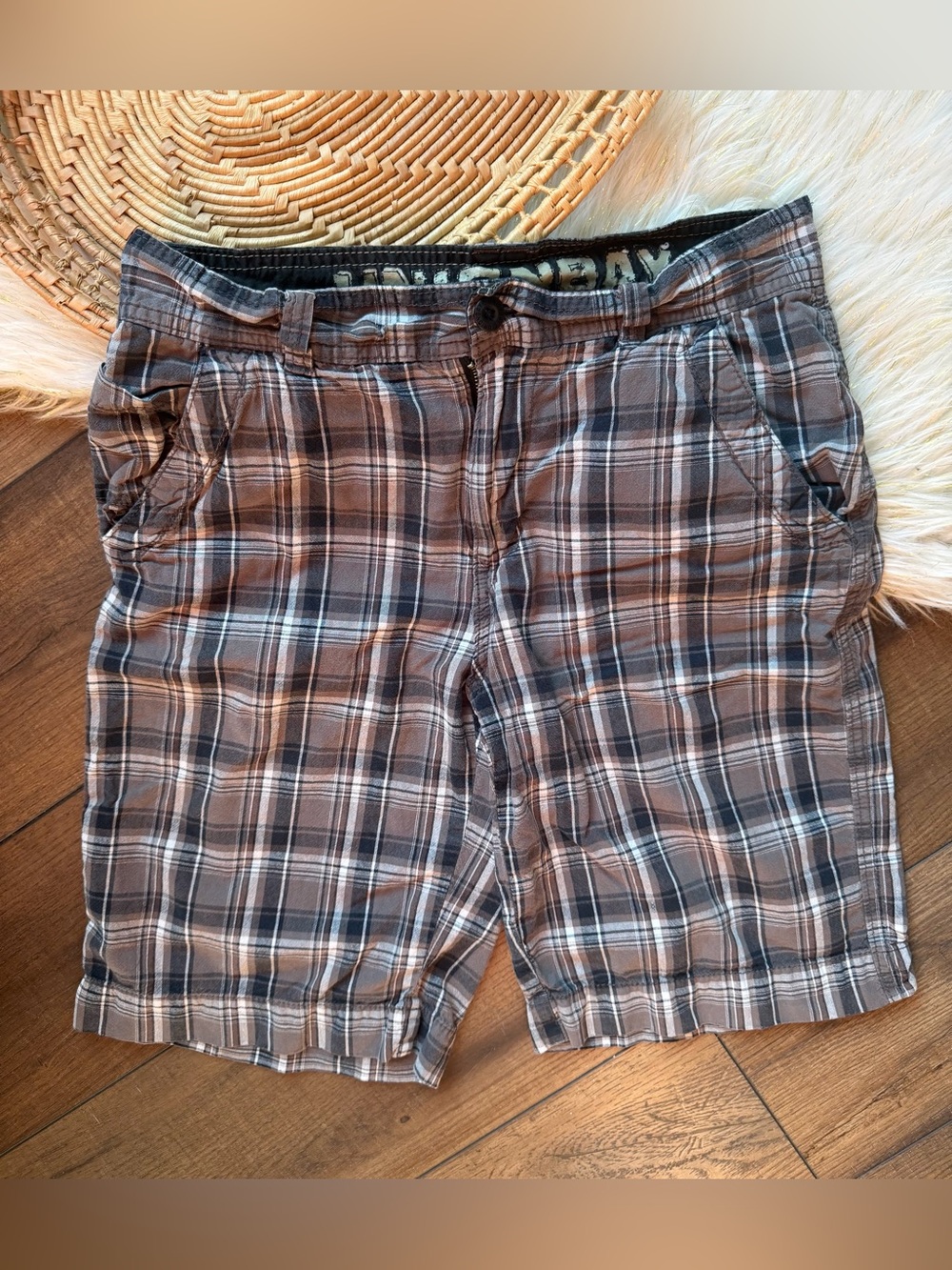 Unionbay Brown Plaid Surf Vintage Shorts Size 30